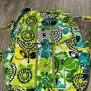 Vera Bradley Lime's Up Green Paisley Floral Quilted Backpack Bag